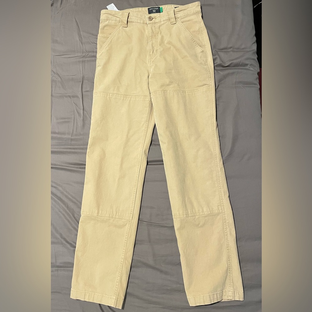 Double-Knee Utility Pants 30x32 Dockers Men’s Straight Fit Khaki Tan Beige